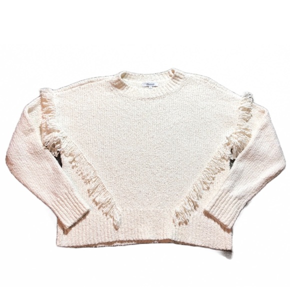 Madewell Sweaters - MADEWELL CREAM REVERSE DIAMOND FRINGE SWEATER SIZE SMALL
